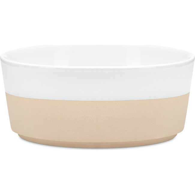 Textured Dipper Ceramic Dog Bowl, White