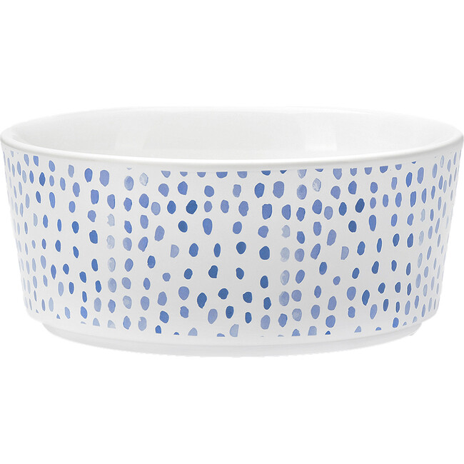 Shibori Printed Dog Bowl, Blue and White Dots - Pet Bowls & Feeders - 1