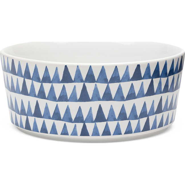 Shibori Printed Dog Bowl, Blue and WhiteTriangles - Pet Bowls & Feeders - 1