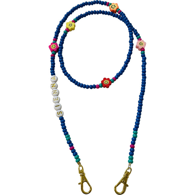 Personalized Callie Beaded Mask Chain, Blue - Face Masks - 1