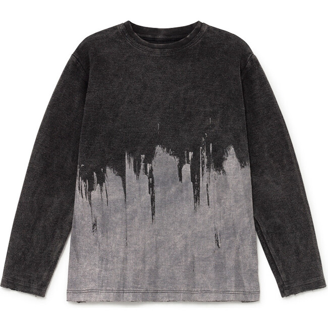 Soft Stonewash Brushstroke T-shirt, Faded Black