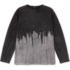 Soft Stonewash Brushstroke T-shirt, Faded Black - Tees - 1 - thumbnail