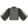 Gingham Shirt Crop Top, Black Check - Tees - 1 - thumbnail