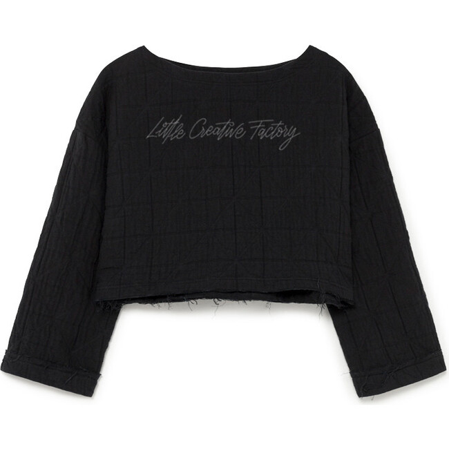 Quilt & Stitch Crop Top, Black