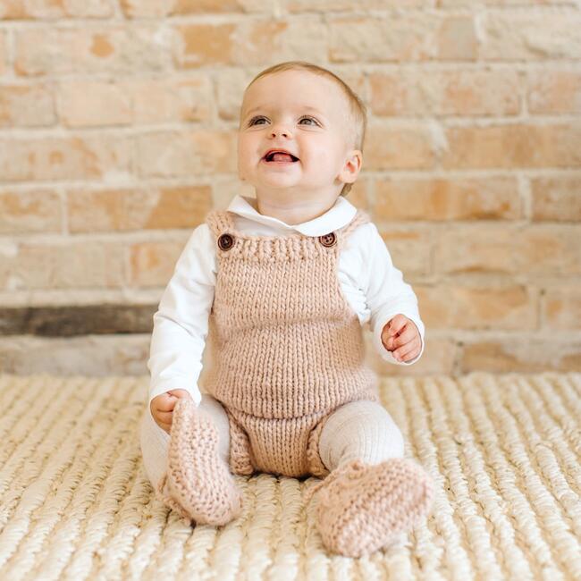 Handknit Romper, Blush - Rompers - 2