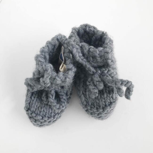 Classic Newborn Booties, Zinc - Booties - 2