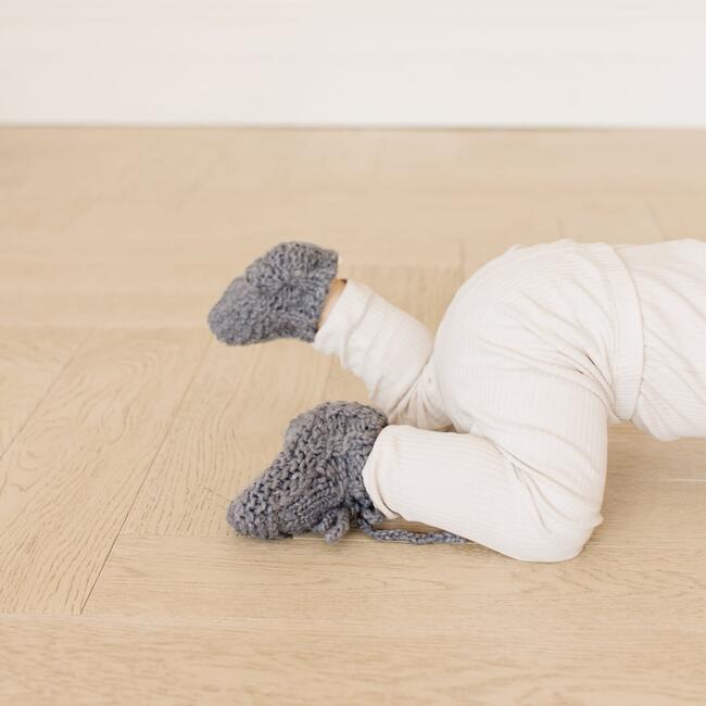 Classic Newborn Booties, Zinc - Booties - 3
