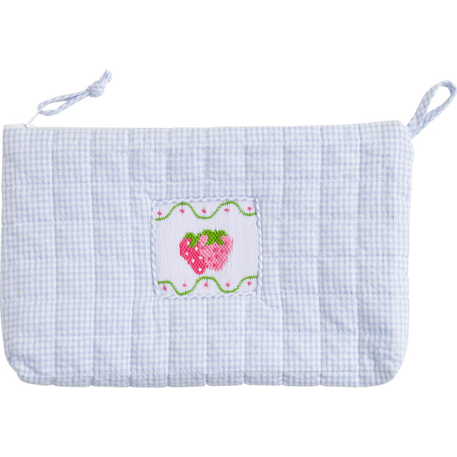 Strawberry Quilted Luggage Set, Blue - Luggage - 5