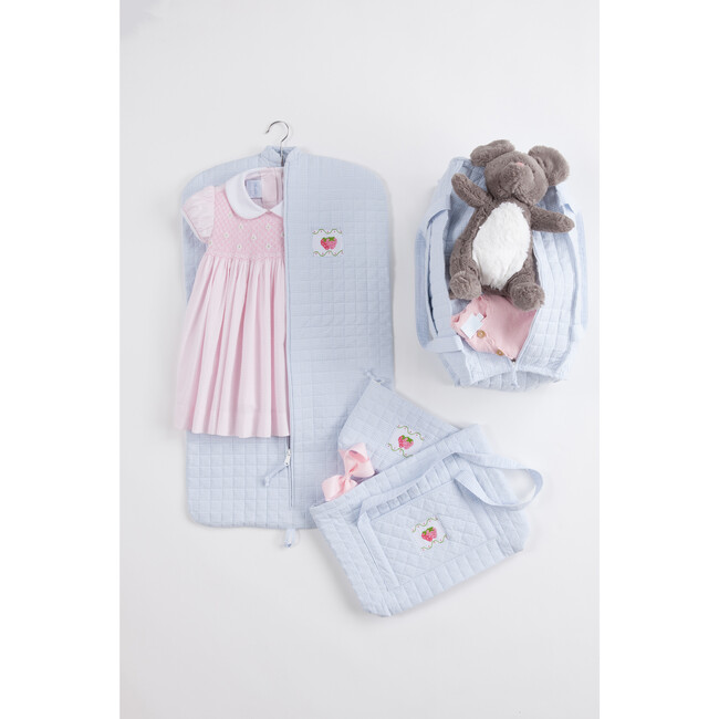 Strawberry Quilted Luggage Set, Blue - Luggage - 6
