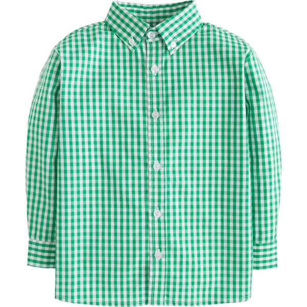 Button Down Shirt, Augusta Green Gingham - Little English Tops | Maisonette