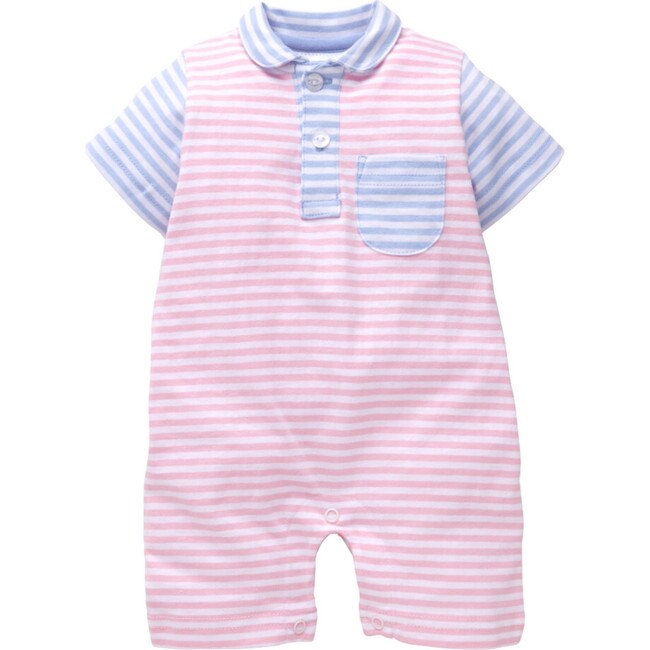 Peter Pan Polo Romper - Americana Stripe
