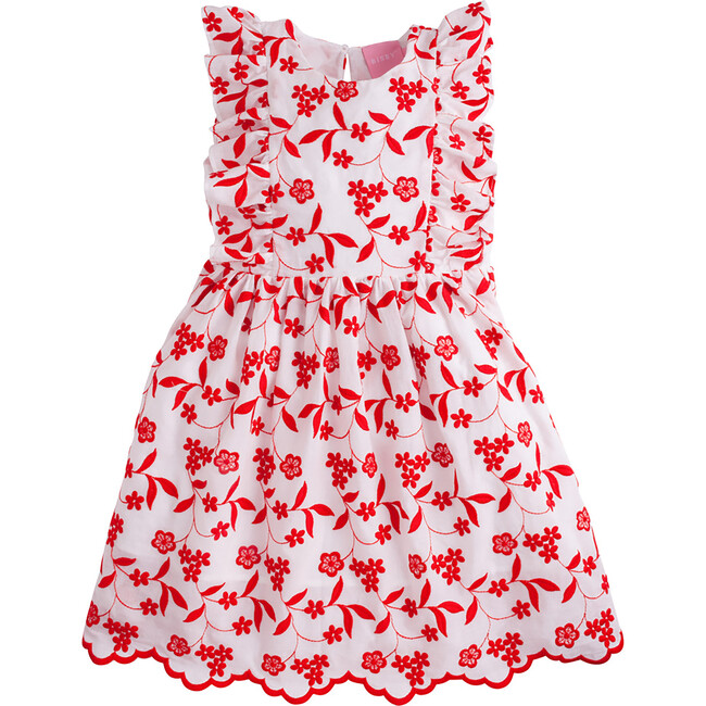 Diana Dress, Red Floral Embroidery - Dresses - 1