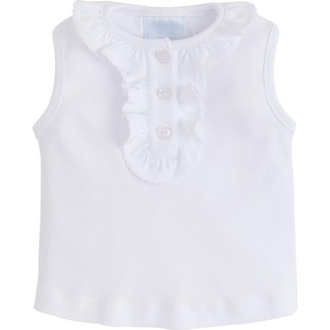 Ruffled Henley, White