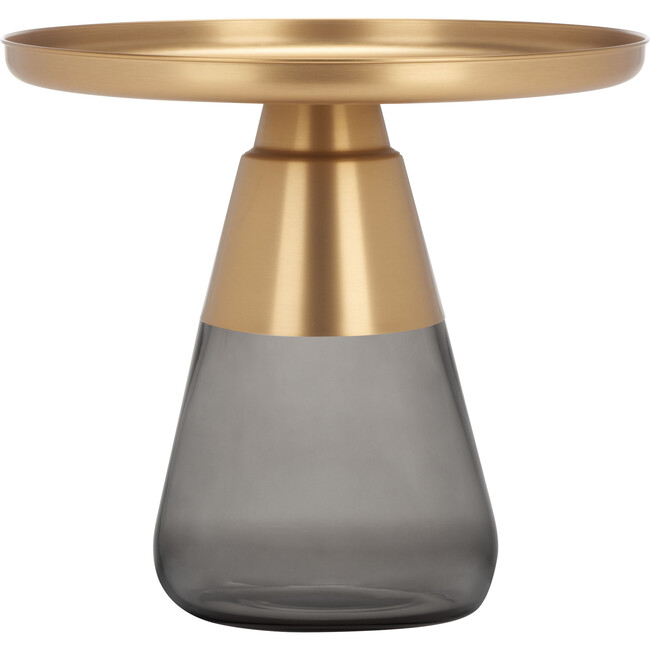 Casella Glass Base Table, Grey/Gold