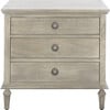 Lisabet 3 Drawer Nightstand, Washed Grey - Nightstands - 1 - thumbnail