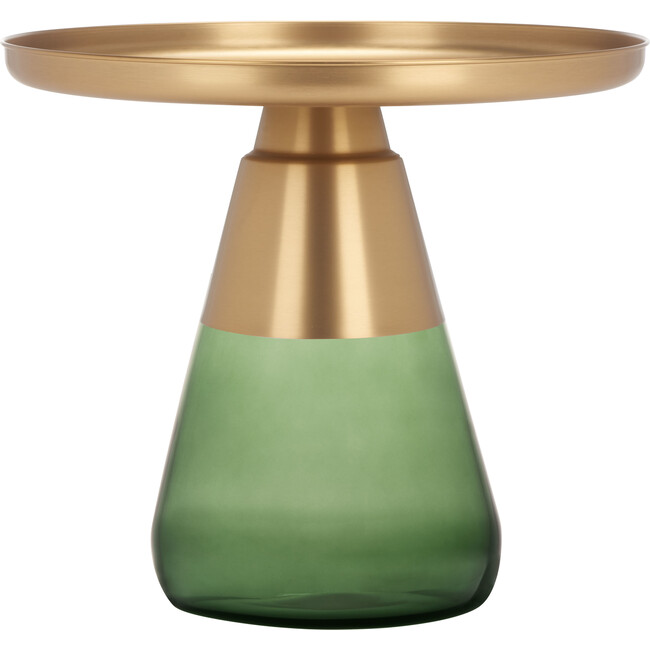Casella Glass Base Table, Green/Gold