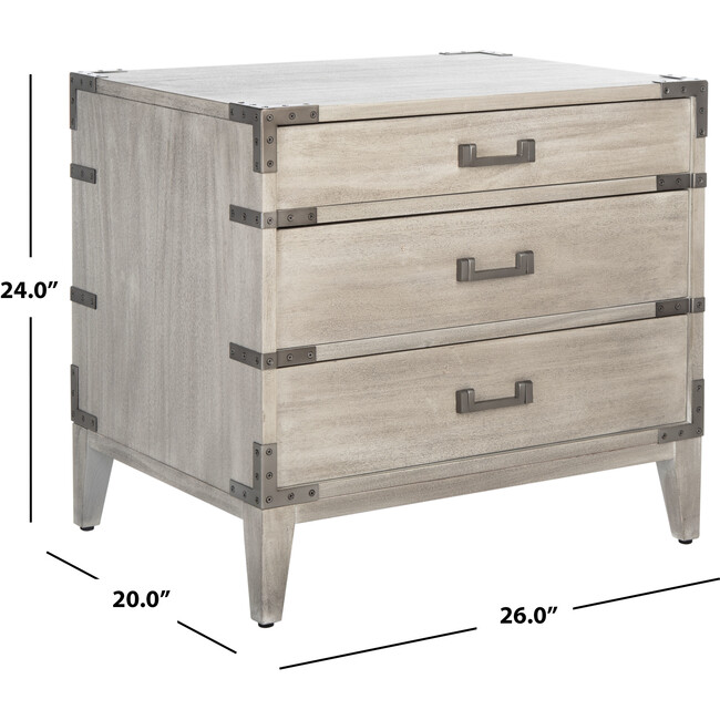 Nisha 3 Drawer Nightstand, Washed Grey - Nightstands - 5