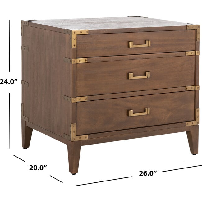 Nisha 3 Drawer Nightstand, Warm Brown - Nightstands - 5