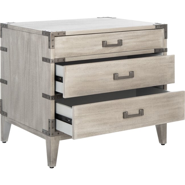 Nisha 3 Drawer Nightstand, Washed Grey - Nightstands - 6