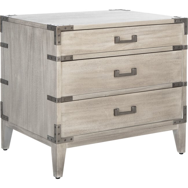 Nisha 3 Drawer Nightstand, Washed Grey - Nightstands - 7