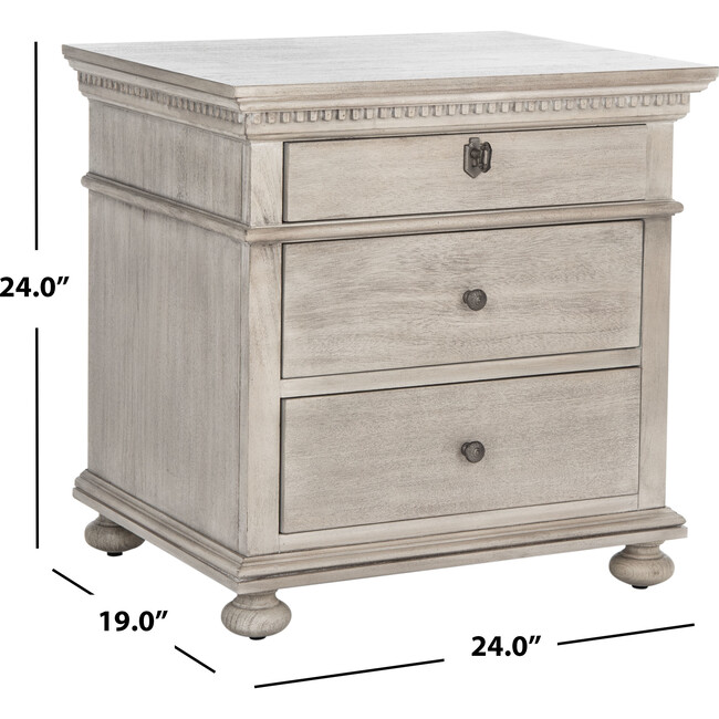 Allisyn 3 Drawer Nightstand, Washed Grey - Nightstands - 5