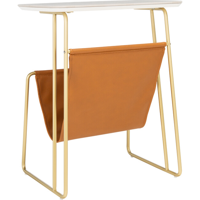 Rosaline Magazine Holder Table, Orange/Gold - Accent Tables - 4