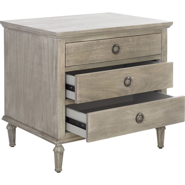 Lisabet 3 Drawer Nightstand, Washed Grey - Nightstands - 6