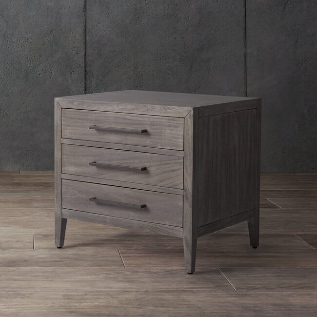 Ariella 3 Drawer Nightstand, Washed Grey - Nightstands - 2