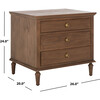 Lisabet 3 Drawer Nightstand, Warm Brown - Nightstands - 5