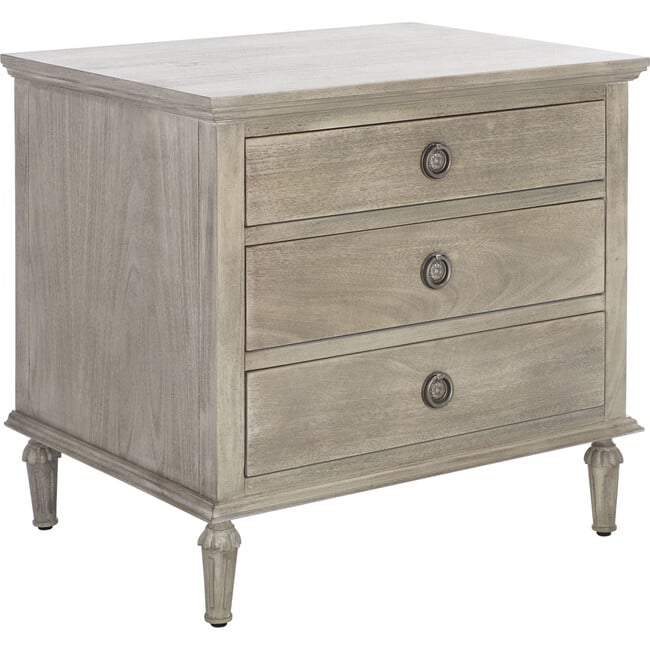 Lisabet 3 Drawer Nightstand, Washed Grey - Nightstands - 7