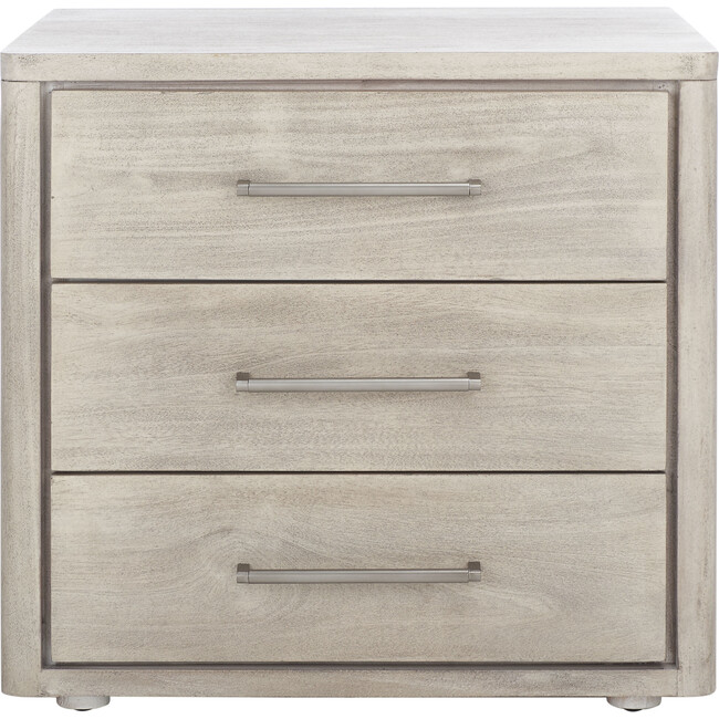 Rosey 3 Drawer Nightstand, Washed Grey