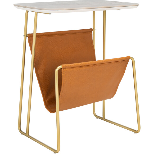 Rosaline Magazine Holder Table, Orange/Gold - Accent Tables - 7