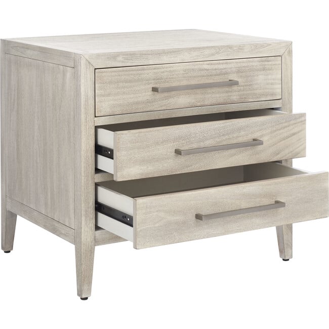 Ariella 3 Drawer Nightstand, Washed Grey - Nightstands - 6