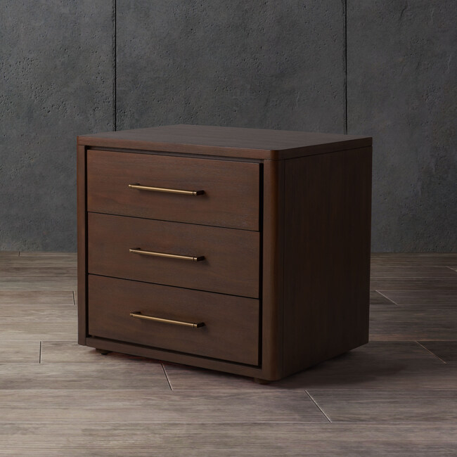 Rosey 3 Drawer Nightstand, Warm Brown - Nightstands - 2