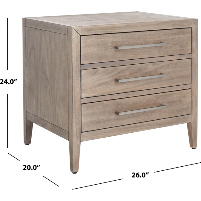 Ariella 3 Drawer Nightstand, Sand - Nightstands - 5