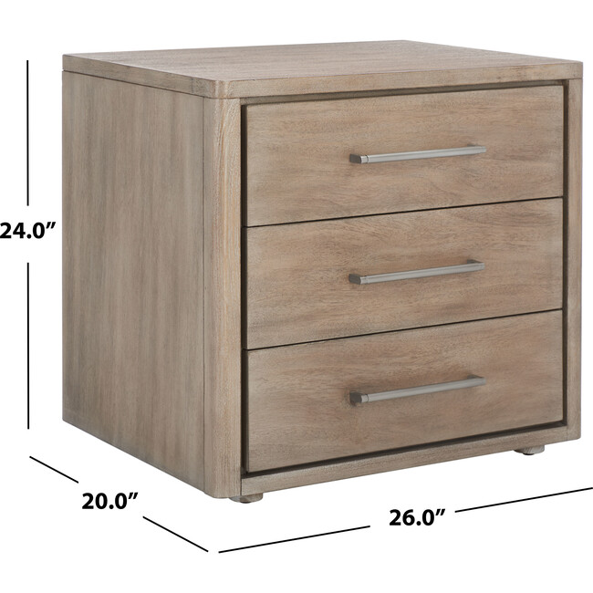 Rosey 3 Drawer Nightstand, Sand - Nightstands - 5