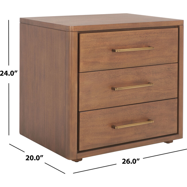 Rosey 3 Drawer Nightstand, Warm Brown - Nightstands - 5