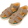 Velcro Strap Sandal, Grey - Sandals - 1 - thumbnail