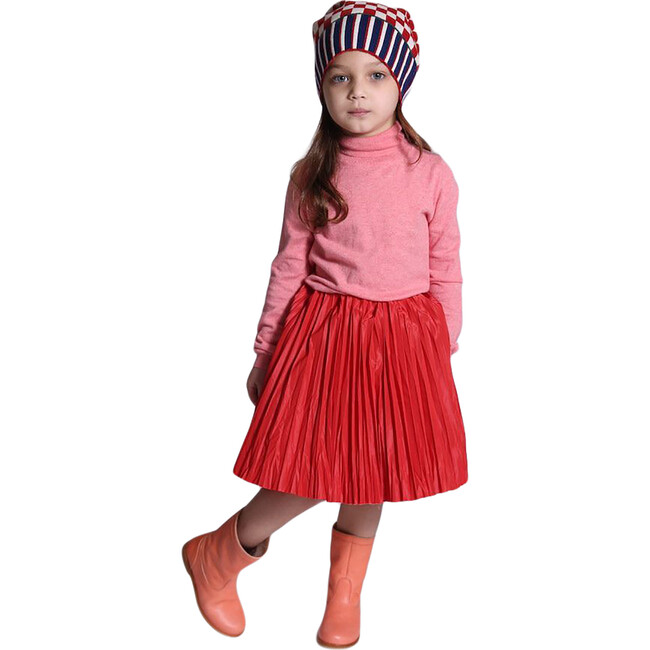 Crush Pleated Twirl Skirt, Big Red - Skirts - 2
