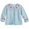Nordic Crochet Heart Cardigan, Blue Knit - Sweaters - 1 - thumbnail