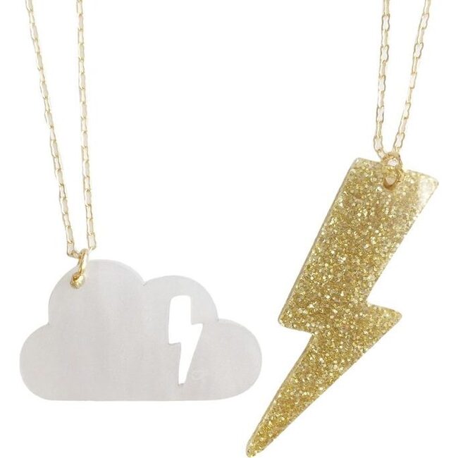 Cloudy Charms Necklace Set, Gold & White