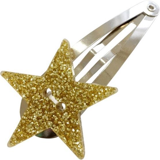 Glitter Star Hair Pin, Gold - Hair Accessories - 1