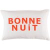 "Bonne nuit" Cushion, White & Orange - Decorative Pillows - 1 - thumbnail
