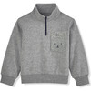 Maxwell Pullover with Bear Pocket, Grey - Sweatshirts - 1 - thumbnail