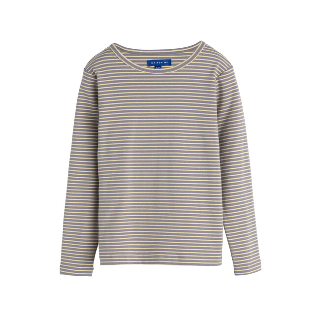 Ruby Striped Long Sleeve, Stone Stripe - Shirts - 1