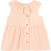 Ruffle Neck Blouse, Coral Pink - Blouses - 1 - thumbnail