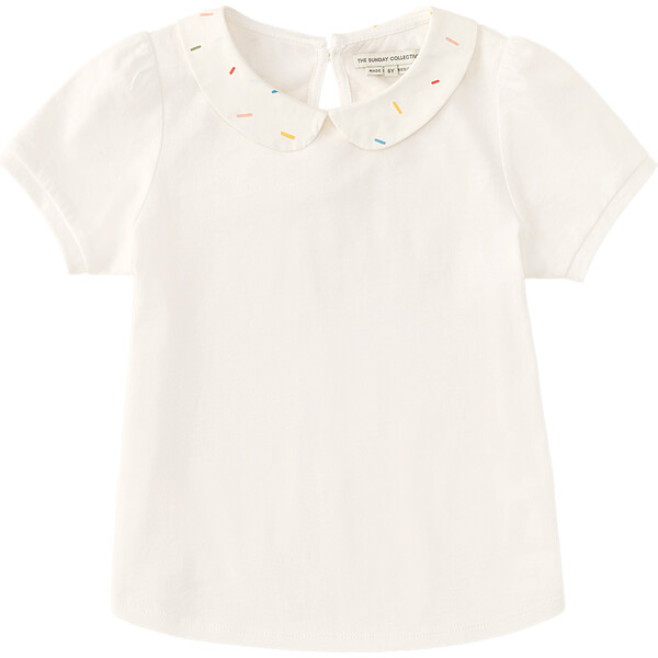 Puff Sleeve Polo with Sprinkle Collar, Bright White - The Sunday ...