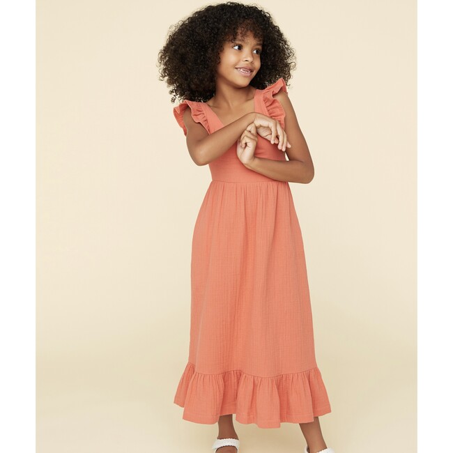 Ruffle Maxi Dress, Burnt Sienna - Dresses - 3