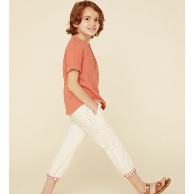 Woven Henley Pocket T-Shirt, Burnt Sienna - T-Shirts - 4