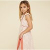 Windowpane Ruffle Wrap Dress, Coral Pink - Dresses - 5